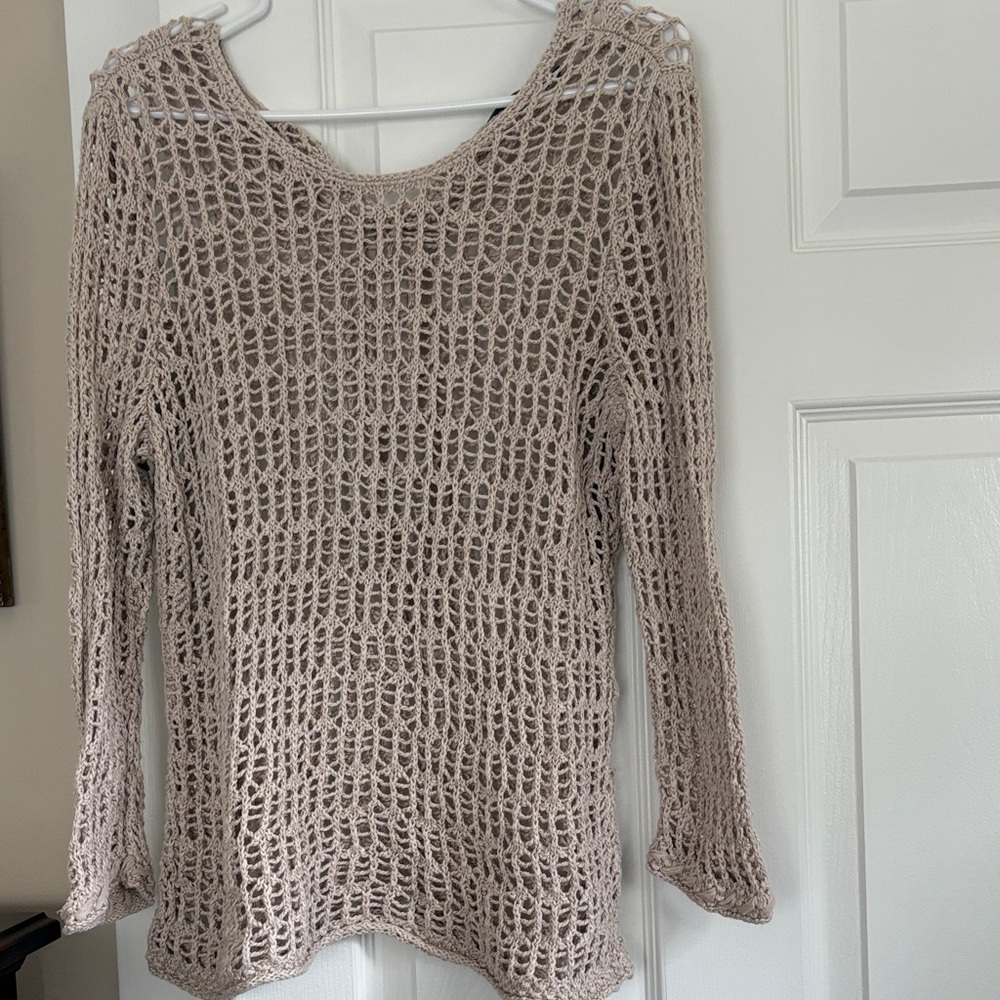 NIC+ZOE Open Knit Sweater in Taupe